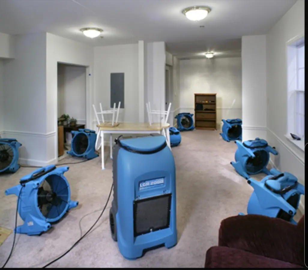 Air movers and dehumidifier setup for Water Extraction & Removal in Buffalo